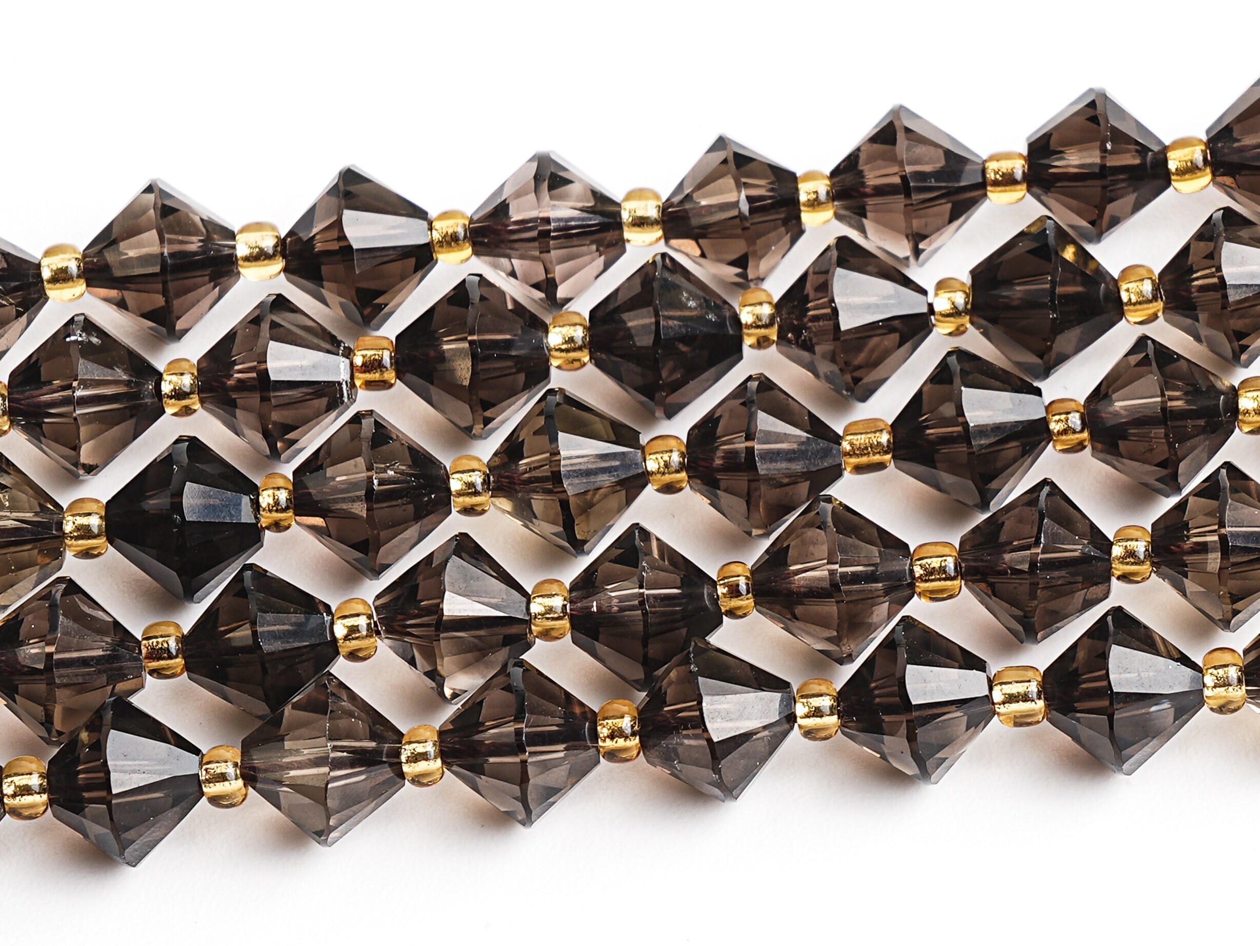 8mm Black Smoky Quartz Beads Grade A+ Genuine Natural Gemstone Bicone Faceted Loose Beads 15"/7.5" Bulk Lot Options(126702)