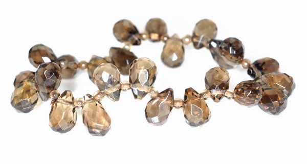 8x5-9x6mm Smoky Quartz Gemstone Grade Aaa Faceted Teardrop Loose Beads 6 Inch Half Strand (90146066-812)