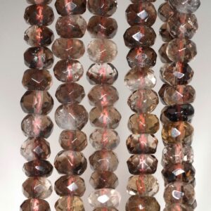 8x5mm Smoky Quartz Gemstone Faceted Rondelle Loose Beads 7.5 Inch Half Strand (90192021-b68) 8x5mm Smoky Quartz Gemstone Faceted Rondelle Loose Beads 7.5 Inch Half Strand (90192021-b68)