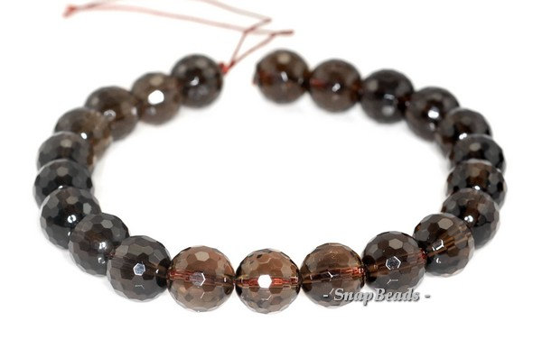 9mm Smoky Quartz Gemstone Grade A Faceted Round Loose Beads 7 Inch Half Strand (90191256-b20-535)