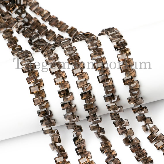 Aa Quality Smoky Quartz Beads, Emerald Cut Smoky Quartz Beads, Cushion Shape Beads, Faceted Quartz Beads, Smoky Quartz Beads Strand