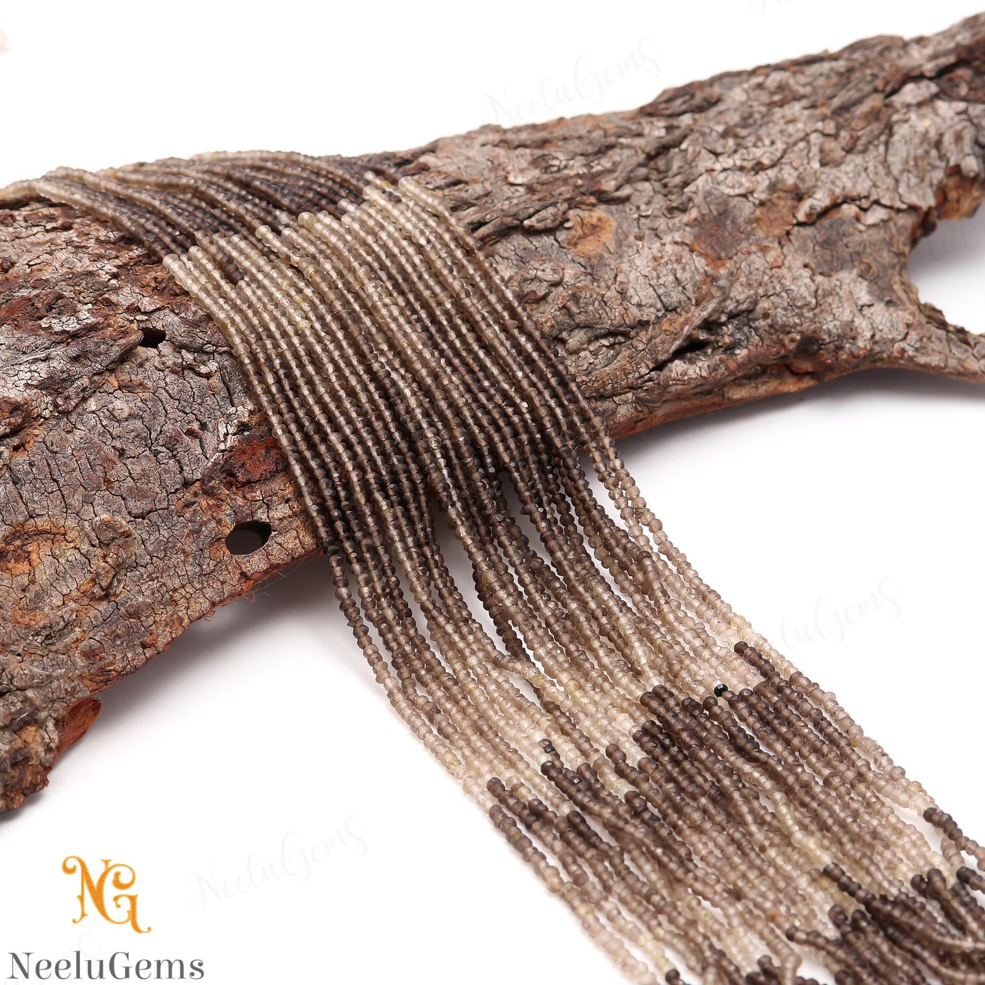 Aaa+ Smoky Quartz Faceted Rondelle Beads, 2.5-3 Mm Natural Smoky Shaded Indian Cut Beads, 13" Loose Gemstone Beads For Handmade Jewelry