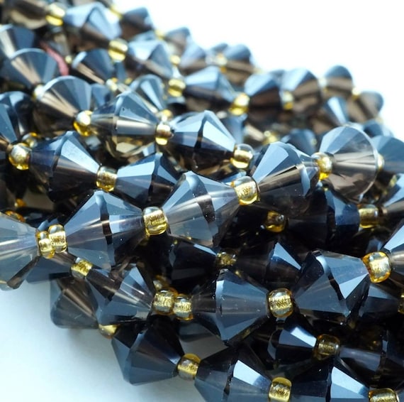 Smoky Quartz Beads (bicone)(faceted)(8mm)(16"strand)(16"strand)
