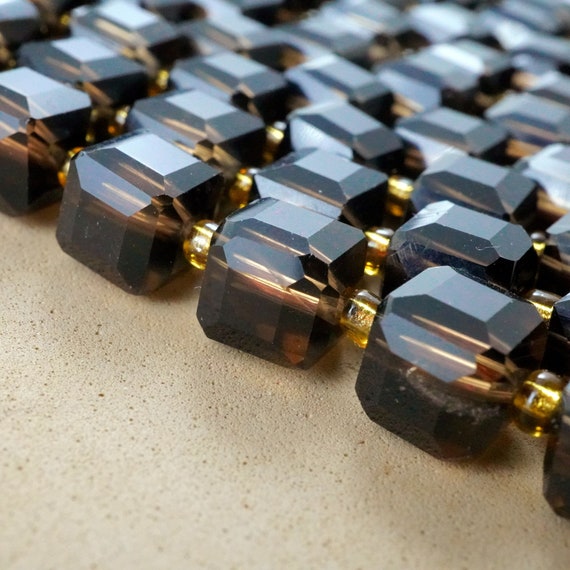 Smoky Quartz Beads (cube)(faceted)(8mm)(15"strand)