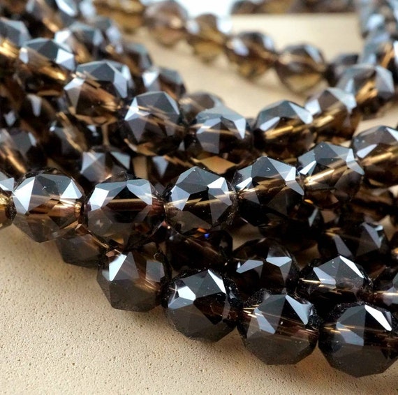 Smoky Quartz Beads (round)(premium)(faceted)(6mm)(8mm)(10mm)(12mm)(14mm)(16"strand)