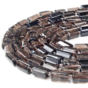 Natural Smoky Quartz Gemstone 12X8MM Faceted Cylinder Round Tube Loose Beads (D465) Natural Smoky Quartz Gemstone 12X8MM Faceted Cylinder Round Tube Loose Beads (D465)