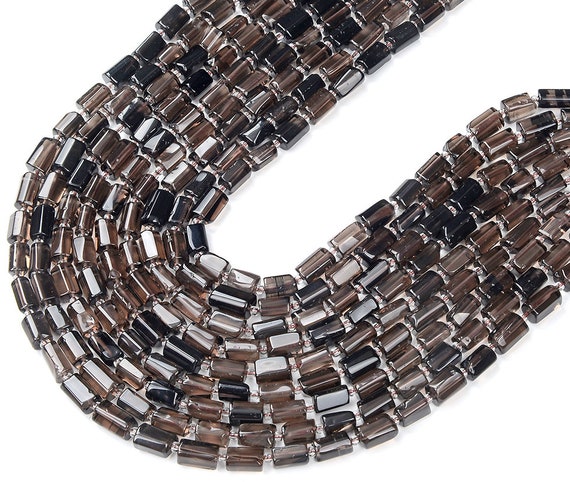 Natural Smoky Quartz Gemstone 12x8mm Faceted Cylinder Round Tube Loose Beadsbulk Lot 1,2,6,12 And 50 (d465)