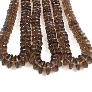 Smoky Quartz Rondelle Beads: Faceted German Cut, 8" Strand Smoky Quartz Rondelle Beads: Faceted German Cut, 8" Strand