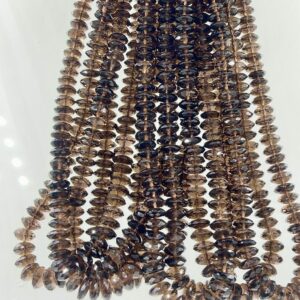 Natural Smoky Quartz Faceted Rondelle Beads, German Cut, Jewelry Making Supplies Natural Smoky Quartz Faceted Rondelle Beads, German Cut, Jewelry Making Supplies