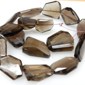 Faceted Smokey Quartz Gemstone Beads: 8x17-20x20mm, 14 Inch Strand Faceted Smokey Quartz Gemstone Beads: 8x17-20x20mm, 14 Inch Strand