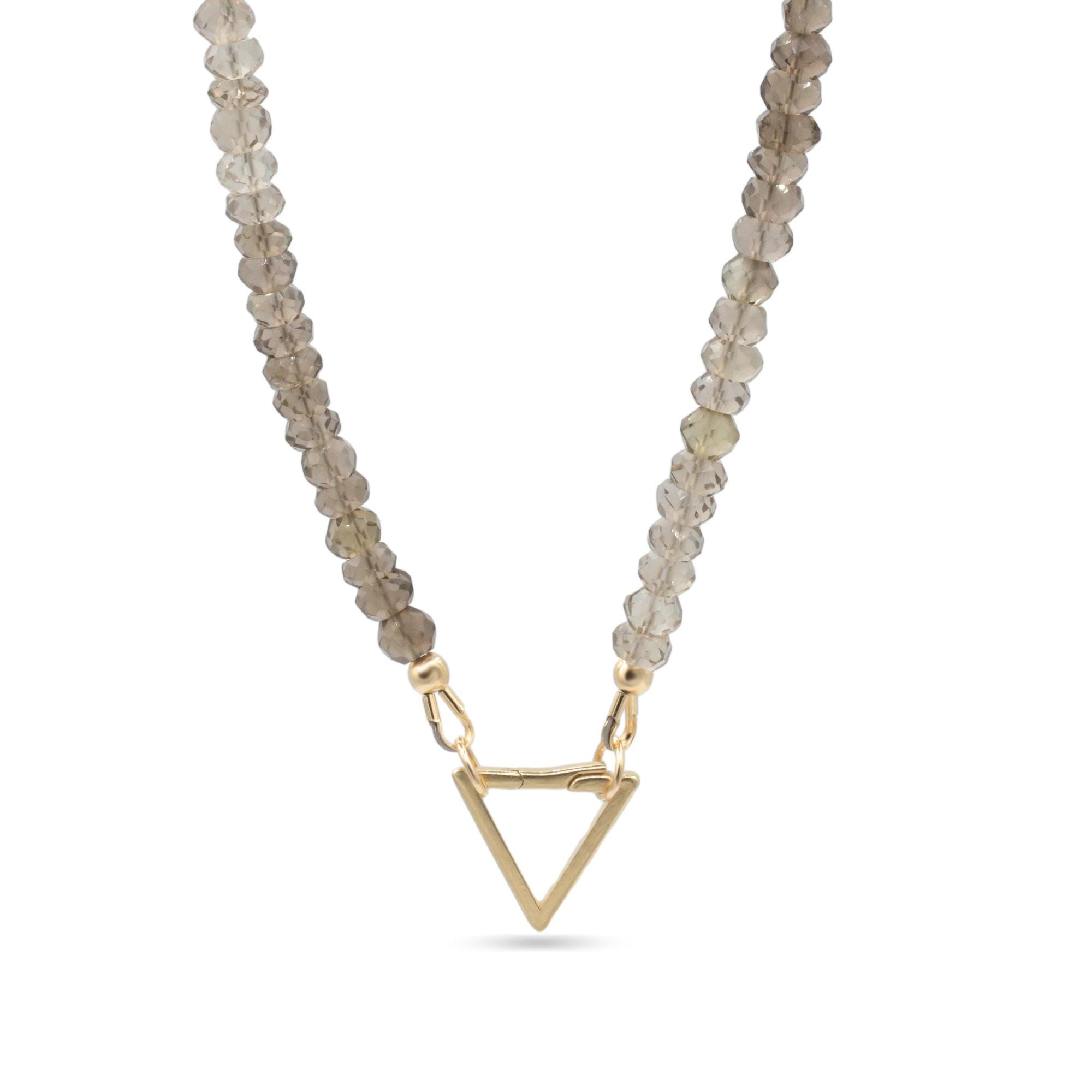 14k Gold Smoky Quartz | Beaded Gemstone Necklace 4mm | Smoky Quartz Necklace | Statement Gemstone Necklace #
