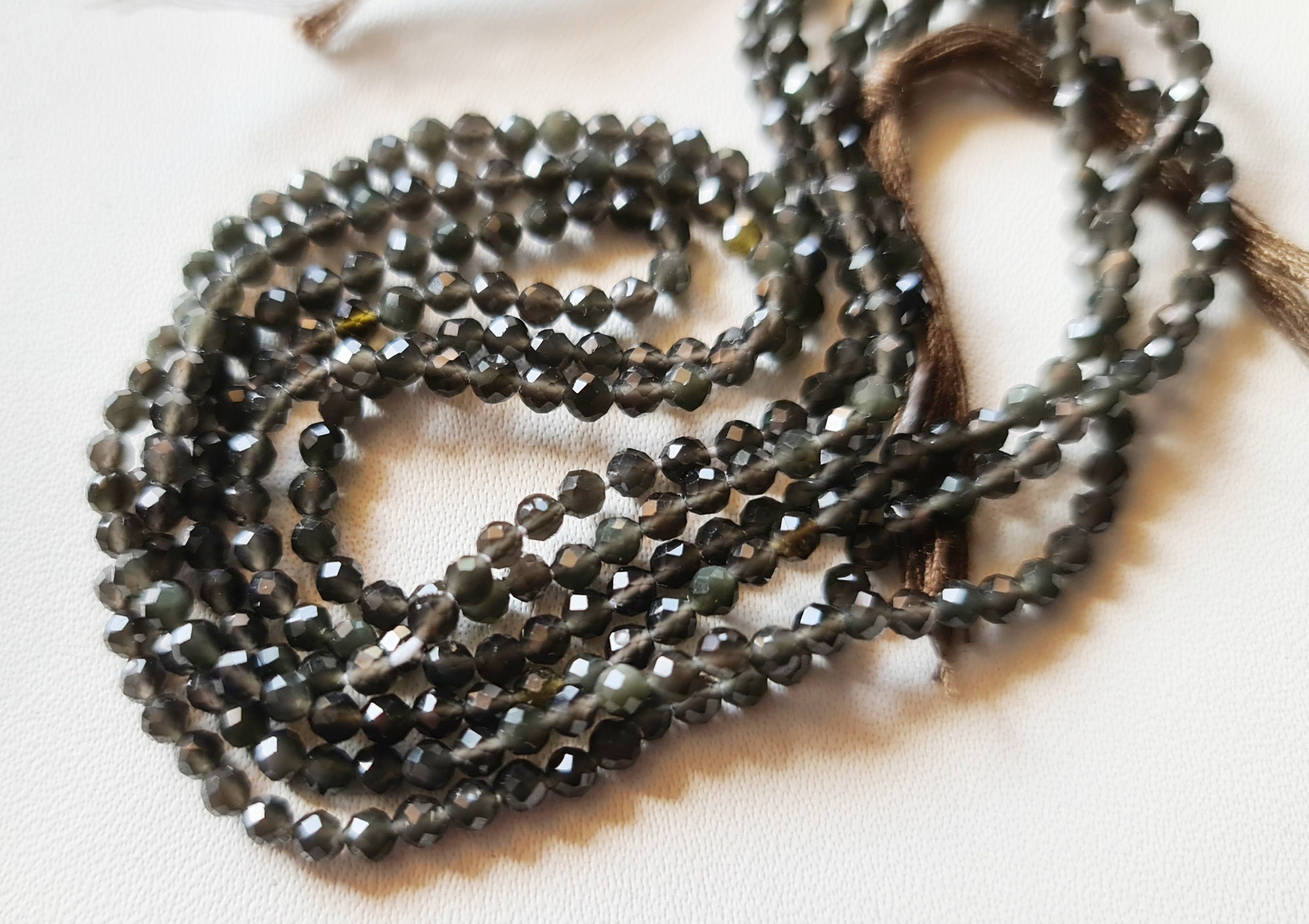 2.5mm Smoky Quartz Faceted Rondelles Natural Smoky Quartz Beads For Necklace Smoky Quartz Jewelry (1str - 5str Options) - Dga76