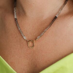 Smoky Quartz | Beaded Gemstone Necklace 4mm | [ENSP1080] Smoky Quartz Necklace | Statement gemstone necklace #0578