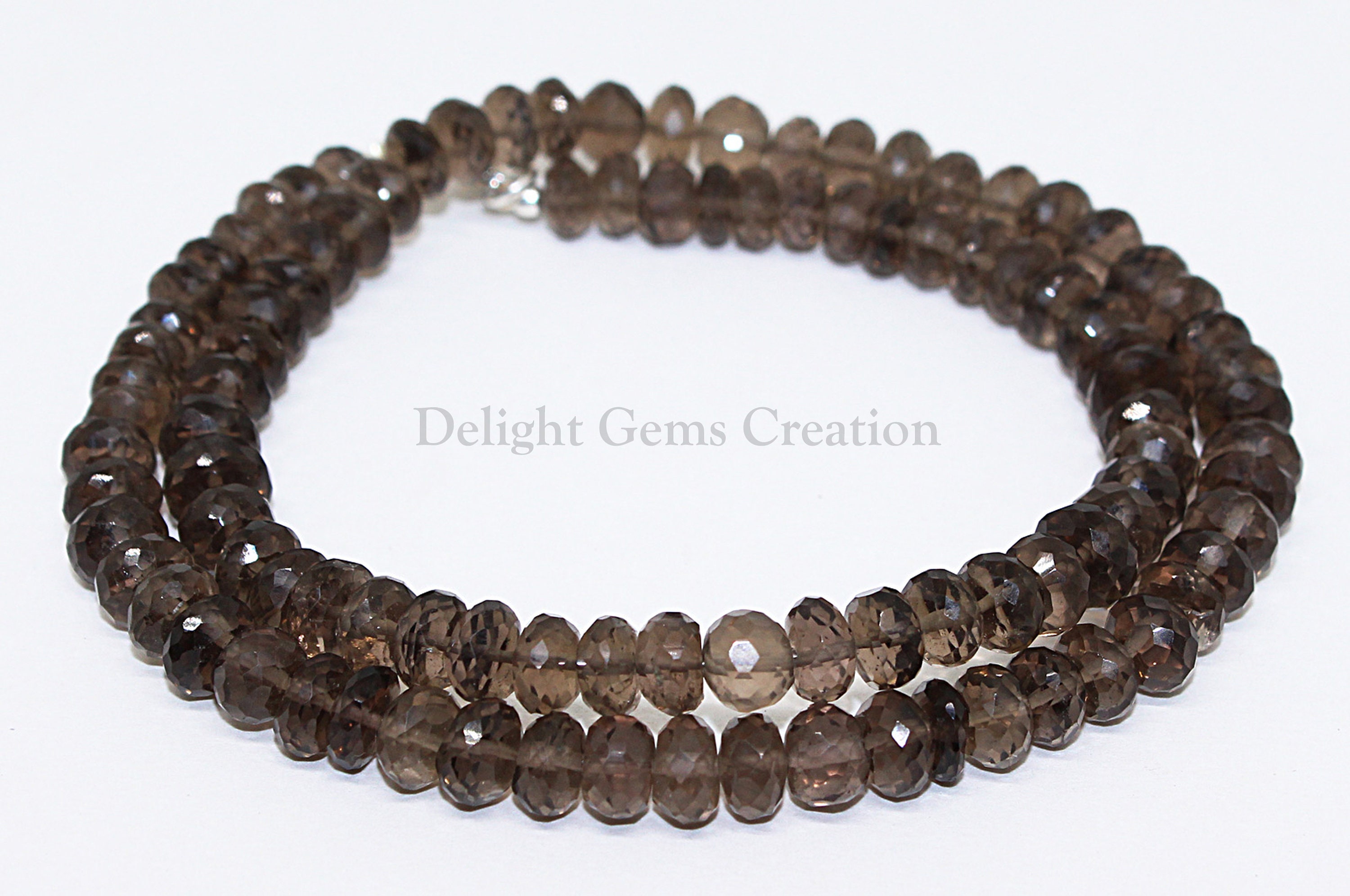 Smoky Quartz Faceted Rondelle Beads Necklace, 18 Inch Smoky Quartz Faceted Rondelle Beads Necklace, 18 Inch