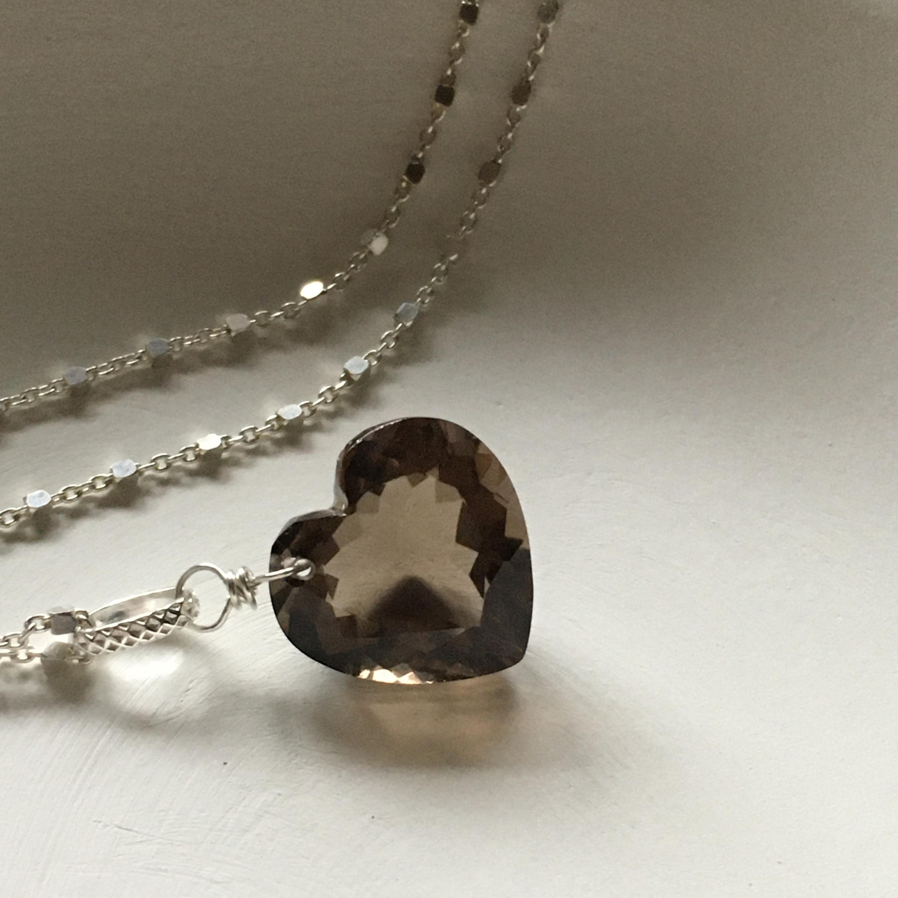 Smoky Quartz Gemstone Heart Necklace