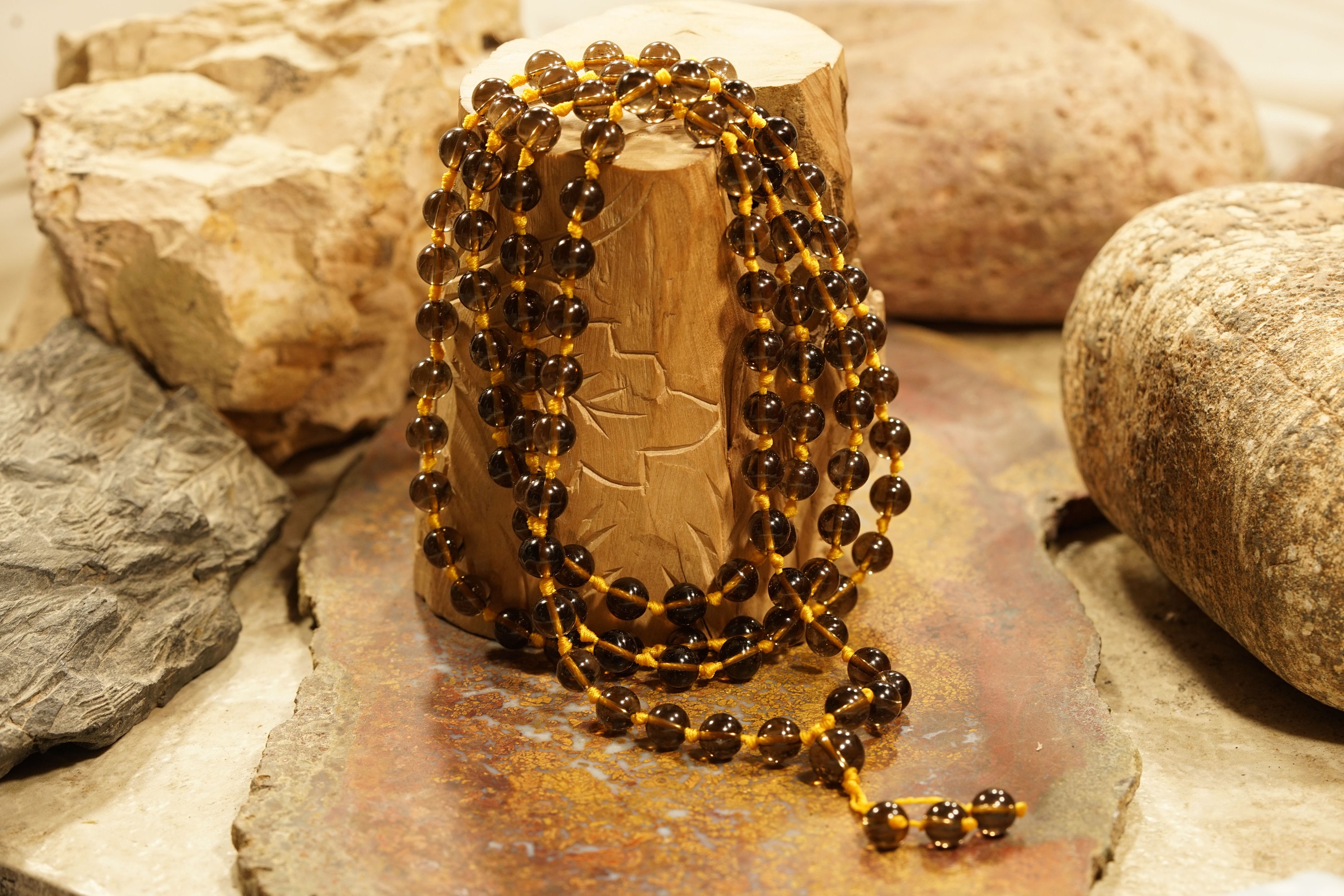 Smoky Quartz Mala • Smoky Quartz Necklace • 6mm • 8mm • 108+1 • Smoky Quartz Mala Beads • Beaded Necklace • Tassel Necklace • 4184