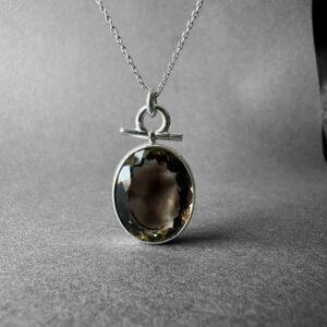 Natural Smoky Quartz Silver Necklace, Black Quartz Silver Necklace, Smoky Quartz Crystal Jewelry, Smoky Quartz Men Necklace, Gift For Her