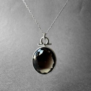 Natural Smoky Quartz Silver Necklace, Black Quartz Silver Necklace, Smoky Quartz Crystal Jewelry, Smoky Quartz Men Necklace, Gift For Her