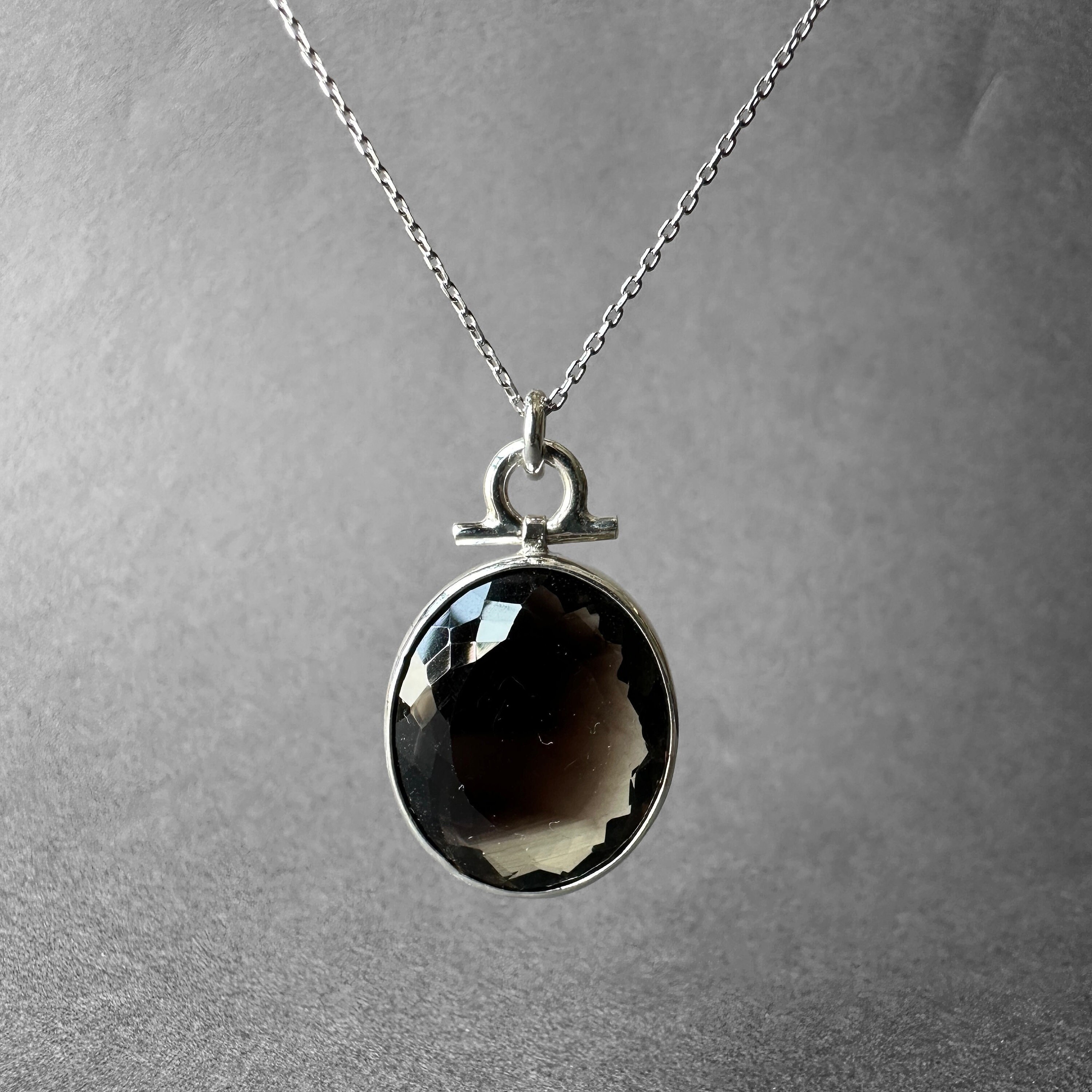 Natural Smoky Quartz Silver Necklace, Black Quartz Silver Necklace, Smoky Quartz Crystal Jewelry, Smoky Quartz Men Necklace, Gift For Her