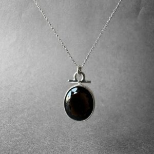 Natural Smoky Quartz Silver Necklace, Black Quartz Silver Necklace, Smoky Quartz Crystal Jewelry, Smoky Quartz Men Necklace, Gift for Her