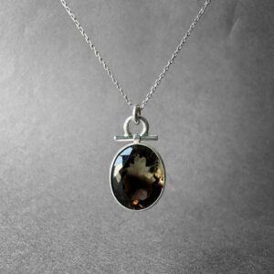 Natural Smoky Quartz Silver Necklace, Black Quartz Silver Necklace, Smoky Quartz Crystal Jewelry, Smoky Quartz Men Necklace, Gift For Her