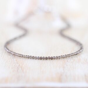 Natural Smokey Quartz Necklace In Sterling Silver, Gold Or Rose Gold Filled, Dainty Aaa Gemstone Choker, Long Delicate Layering Necklace
