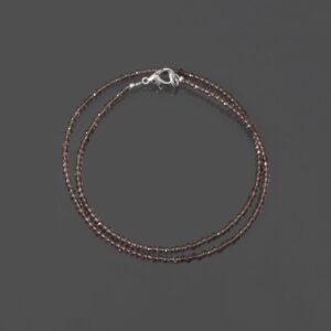 Natural Smoky Quartz Necklace, Sterling Silver, 2mm Smoky Quartz Brown Beads Necklace, Aaa++ Quartz Micro Faceted Beads Necklace, 18 Inch