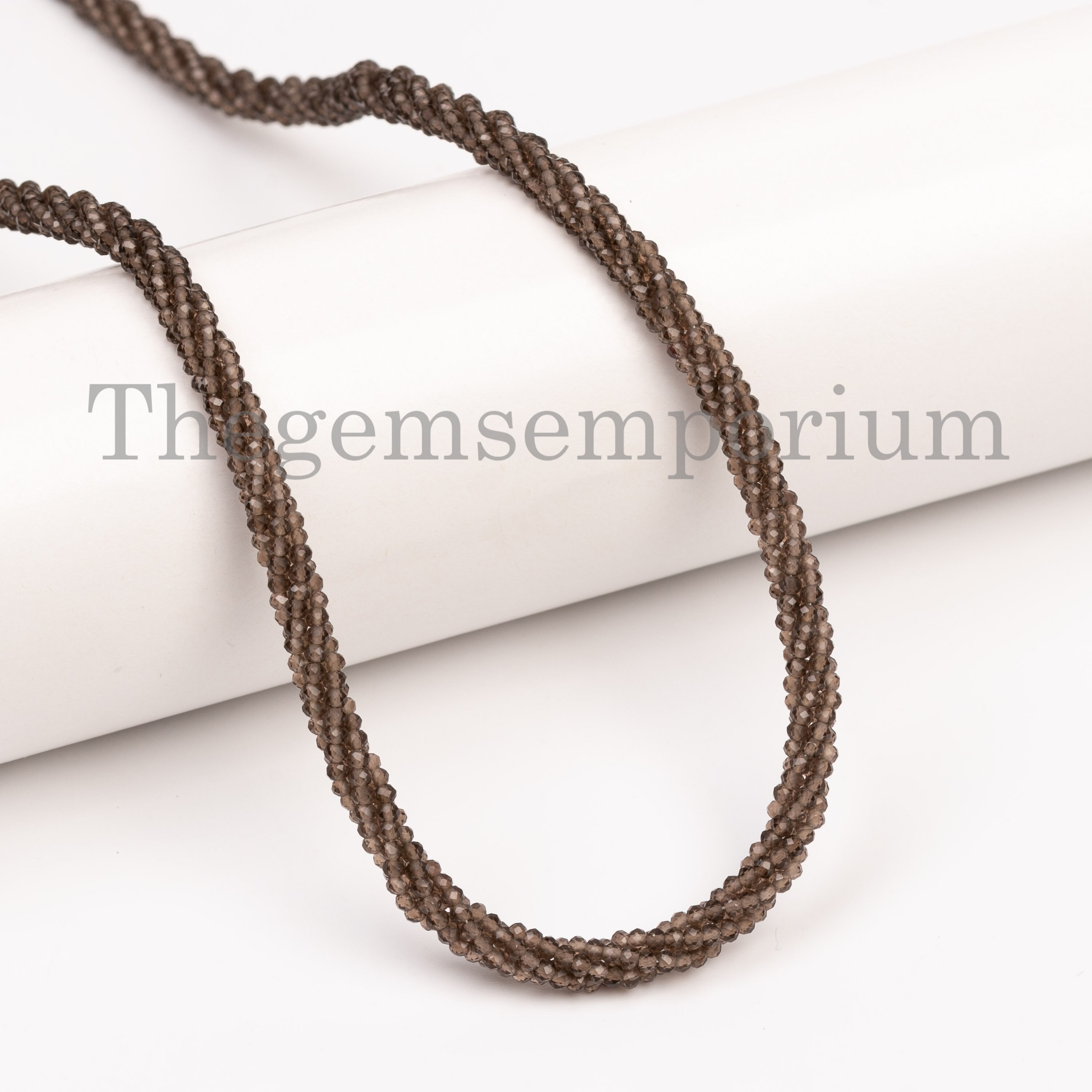 One Piece! Dark Color Smoky Quartz Necklace, Faceted Rondelle Gemstone Jewelry, 925 Silver Lock Necklace, Twisted Necklace, For Mother's Day