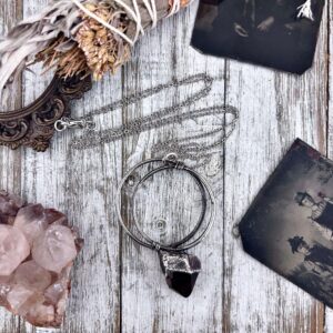 Raw Smoky Quartz Crystal Necklace in Fine Silver / Foxlark Collection - One of a Kind