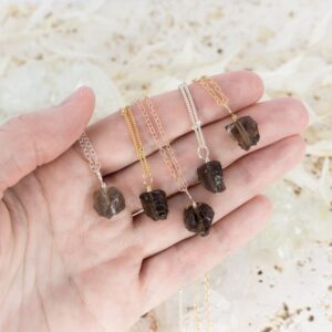 Raw Smoky Quartz Crystal Necklace – Handmade Gemstone Jewelry