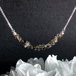 Raw Smoky Quartz Necklace, Sterling Silver Crystal Jewelry, Choose Length To Create A Necklace Or Choker, Available From Small To Plus Sizes