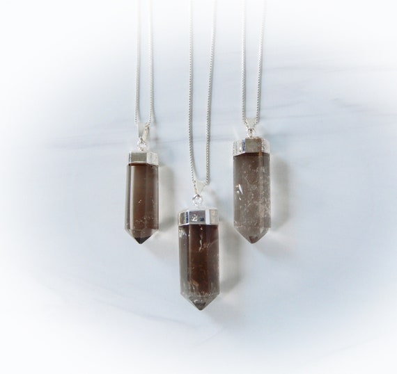 Smoky Quartz Necklace Silver • Smoky Quartz Point • Sterling Gemstone Point • Healing Crystal Necklace • Layering Necklace • Affordable Gift