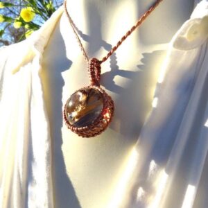 Smokey Quartz Crystal Sphere Necklace, Macrame Gemstone Jewelry, For Her, Crystal Collector