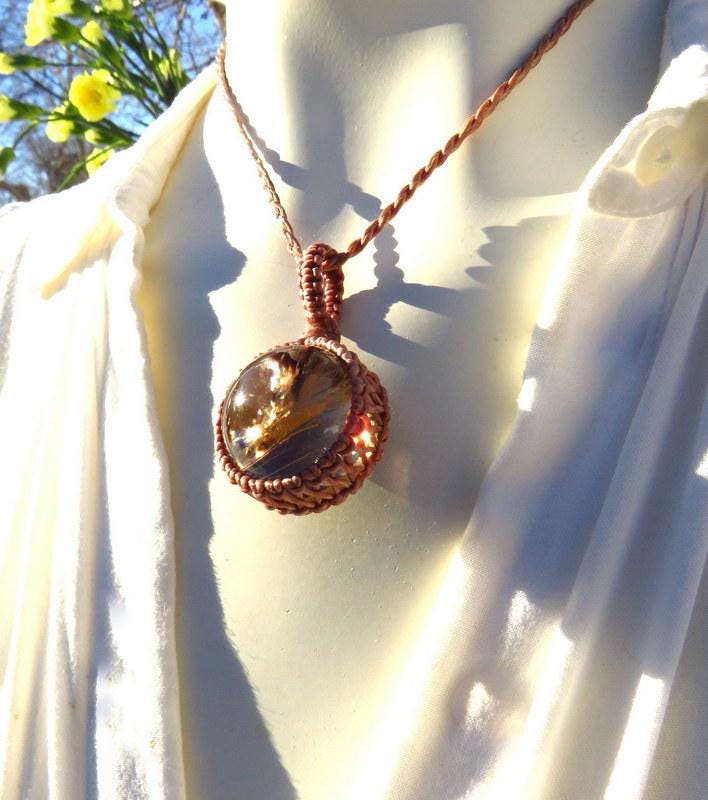Smokey Quartz Crystal Sphere Necklace, Macrame Gemstone Jewelry, For Her, Crystal Collector