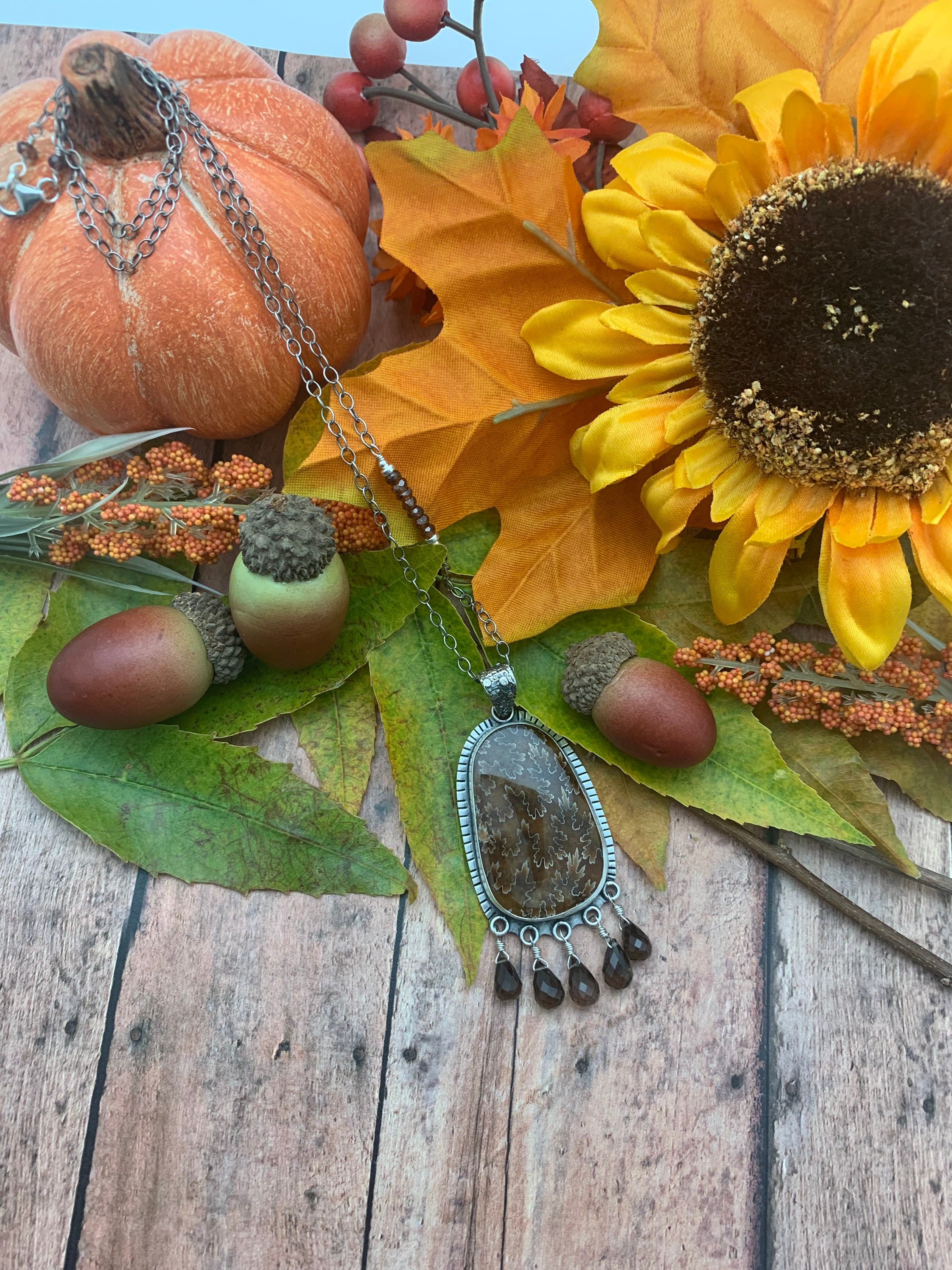 Sphenodiscus And Smokey Quartz Artisan Necklace