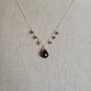 Smoky quartz statement necklace.  Sterling silver, gold or rose gold smoky quartz pendsnt necklace