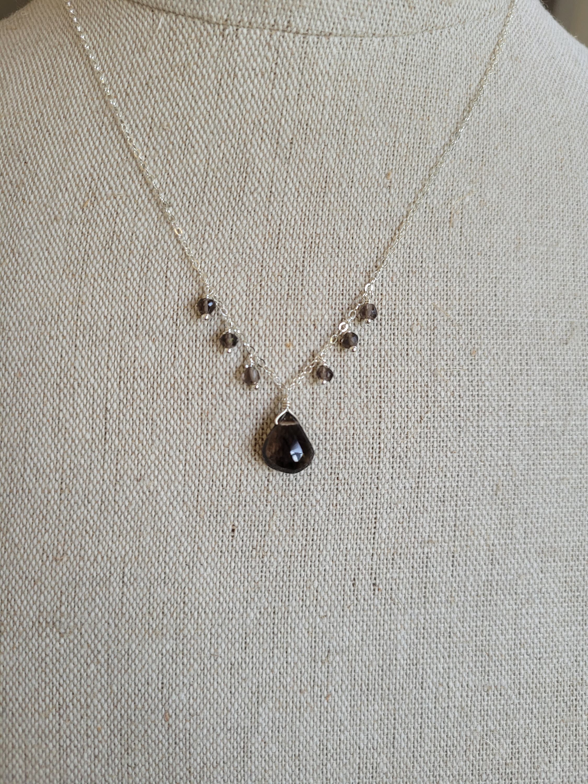 Smoky Quartz Statement Necklace.  Sterling Silver, Gold Or Rose Gold Smoky Quartz Pendsnt Necklace
