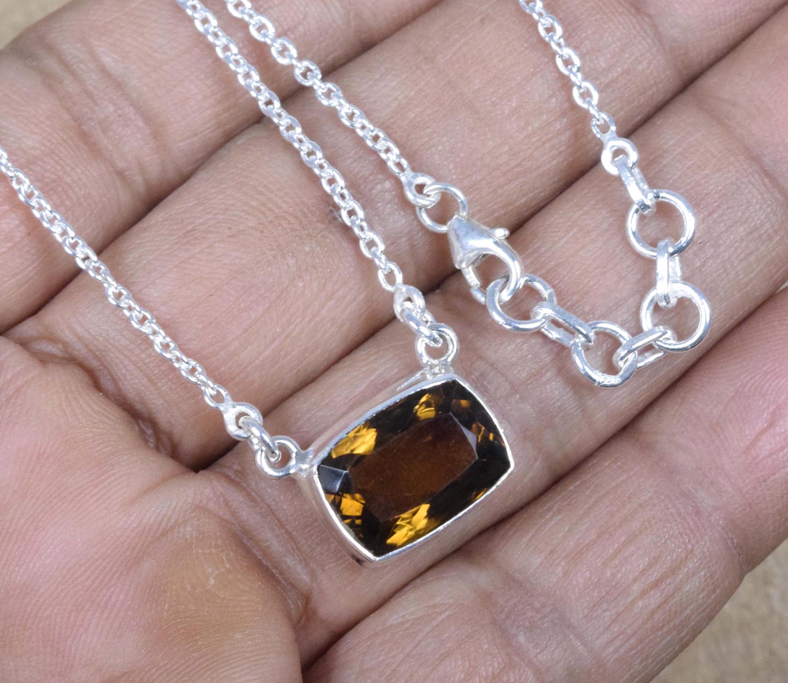 Smoky Quartz Sterling Silver Necklace: Handmade Gemstone Chain