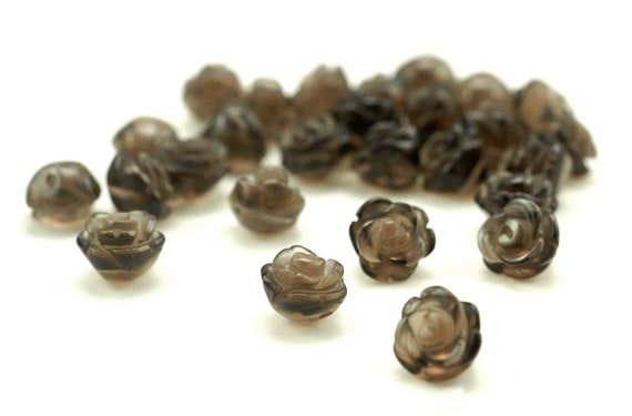 10mm Smoky Quartz Gemstone Carved Rose Flower Beads Bulk Lot 5,10,20,30,50 (90187262-002) 10mm Smoky Quartz Gemstone Carved Rose Flower Beads Bulk Lot 5,10,20,30,50 (90187262-002)