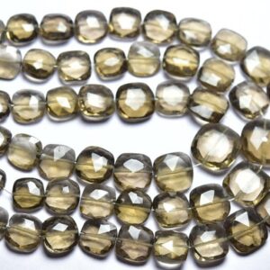 12 Inches - Natural Faceted Smoky Quartz Cushion Shape Briolettes - Size Is 8-11 Mm #1435
