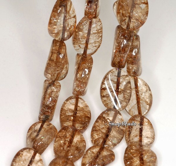 18x13mm Smoky Quartz Gemstone Twist Oval Loose Beads 7.5 Inch Half Strand (90144138-b22-539)