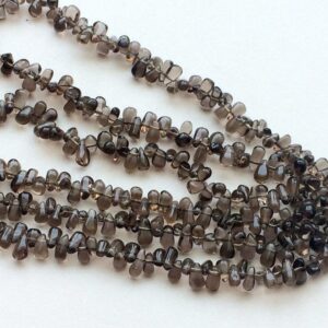 3x5.5mm - 4x7mm Smoky Quartz Plain Rough Teardrops, Smoky Quartz Briolettes, 13 Inch Smoky Quartz For Jewelry - Rama192