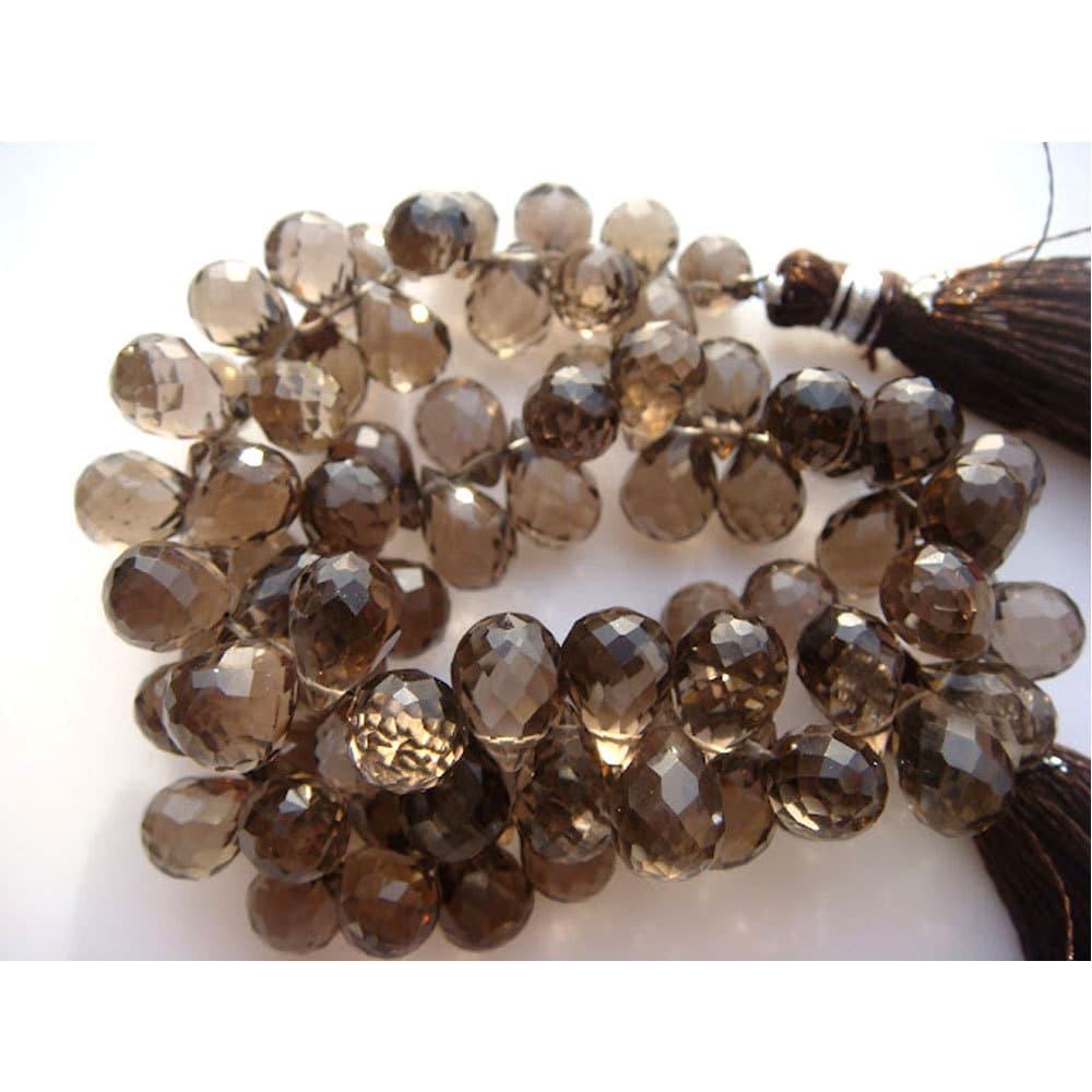 5x7mm To 6x8mm Smoky Quartz Faceted Tear Drop Briolettes, Smoky Quartz Briolette Beads, Faceted Smoky Quartz For Jewelry (4in To 8in Option) 5x7mm To 6x8mm Smoky Quartz Faceted Tear Drop Briolettes, Smoky Quartz Briolette Beads, Faceted Smoky Quartz For Jewelry (4in To 8in Option)