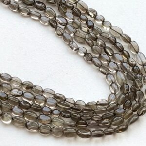 6-10mm Smoky Quartz Plain Oval Beads, Smoky Quartz Oval, 13 Inch Smoky Quartz Plain Oval Beads For Jewelry (1st To 10st Options) - Rama194