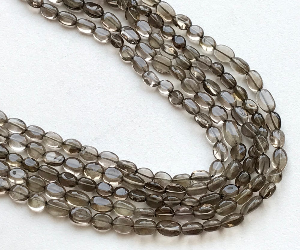 6-10mm Smoky Quartz Plain Oval Beads, Smoky Quartz Oval, 13 Inch Smoky Quartz Plain Oval Beads For Jewelry (1st To 10st Options) - Rama194