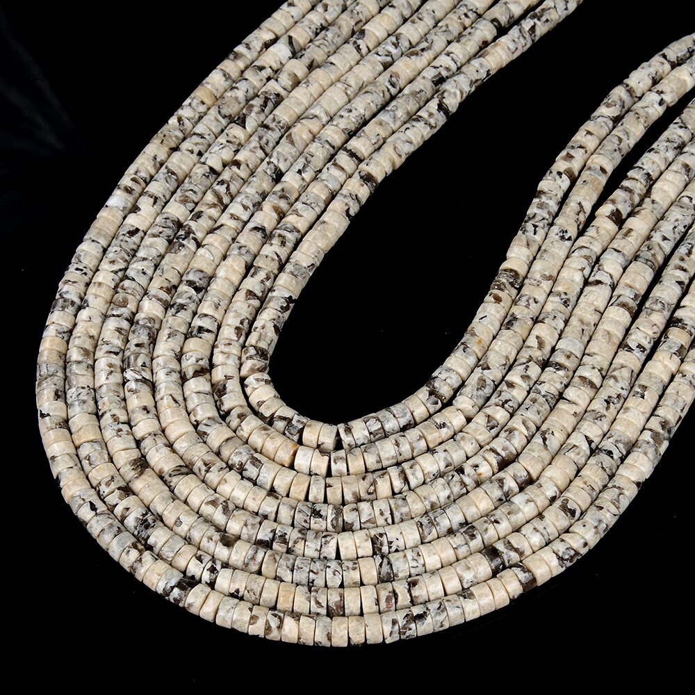 6x3mm Graphic Feldspar Smoky Quartz Gemstone Heishi Discs Loose Beads (p18) 6x3mm Graphic Feldspar Smoky Quartz Gemstone Heishi Discs Loose Beads (p18)