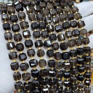 8mm Natural Smoky Quartz Square Loose Beads,Square Smoky Quartz DIY handmade Jewelry Making Beaded accessories,15 inches one strand