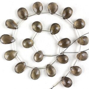 Aaa Smoky Quartz Gemstone Beads: Faceted Pear Briolettes, 8x10-9x12mm