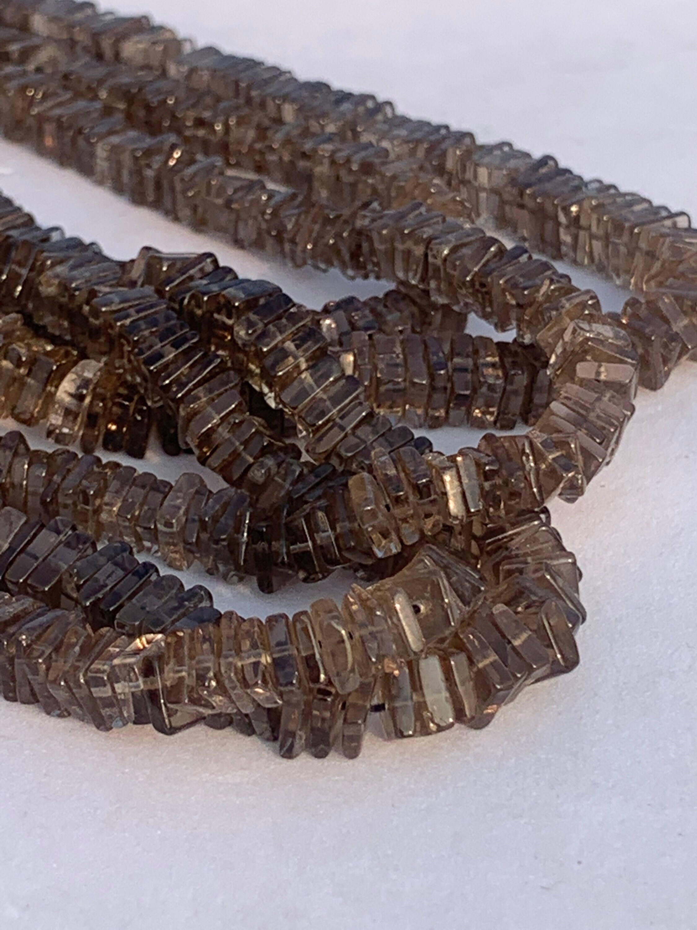Amazing Natural Smokey Quartz Smooth Heishi Square Shape Beads 6-7mm Gemstone Smokey High Quality Beads For Jewelry Making Gift