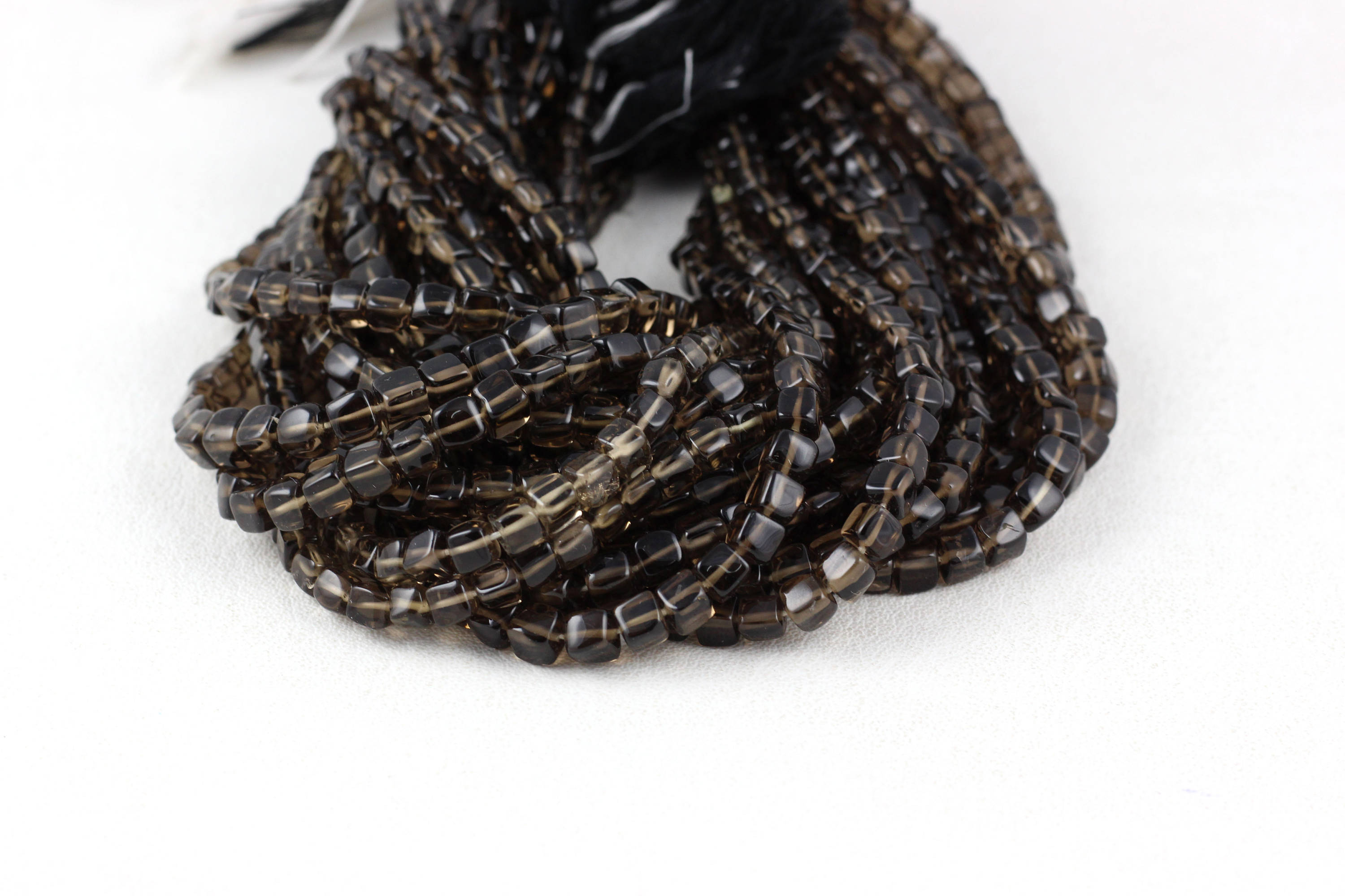 Smoky Quartz Cube Beads: 5-6mm Smooth Box Beads, 9" Strand Smoky Quartz Cube Beads: 5-6mm Smooth Box Beads, 9" Strand